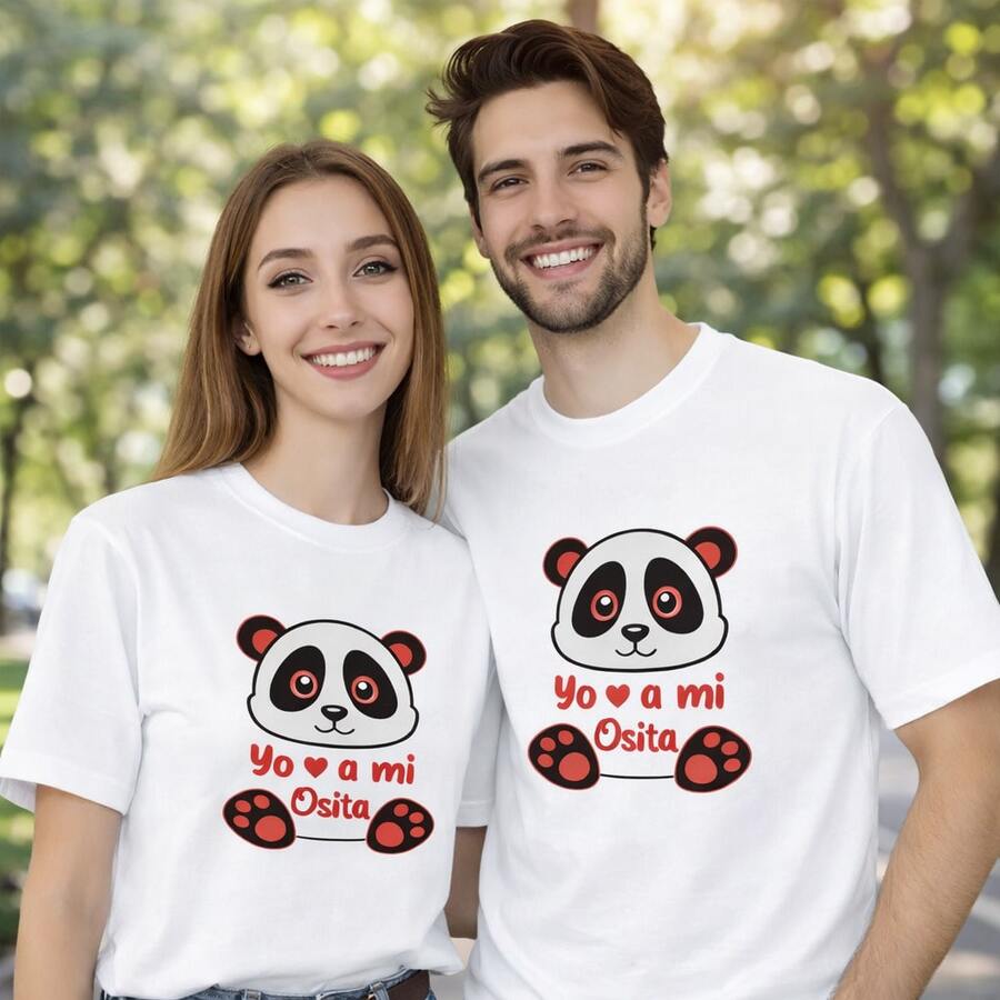 Camiseta con diseño de pareja "Yo a mi Osita Panda", camisetas a juego para amantes, regalo de San Valentín, para uso diario, regalos de cumpleaños, regalos de Halloween, o como camiseta conmemorativa para amigos o seres queridos. También adecuada como suéter. Entrega rápida. - Mujer blanca - Ver 1