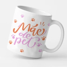 Caneca de Porcelana Branca Mãe de Pet com Patinhas - Branco - Visão 5