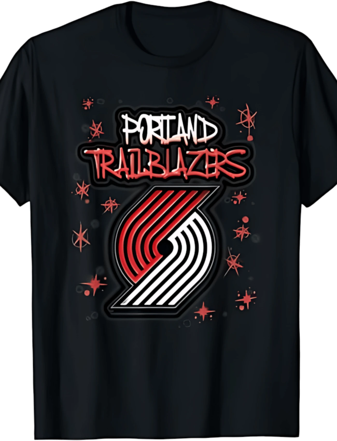 Portland Trail Blazers Airbrush Logo T-Shirt - 黑色 - 查看 1