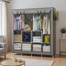 Folding Wardrobe Closet For Organizing Clothes With Zipper - 170X45X170 GRAY - View 3