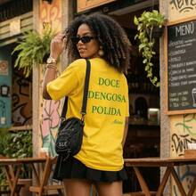 Brasilcore MPB Doce Dengosa Polida País Do Futebol T-Shirt In 100% Cotton With Premium Print - Màu vàng - Xem 2