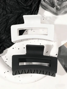 2 Peças Presilhas de Cabelo Quadradas para Mulheres, Presilhas de Mandíbula Retangulares Mates para Cabelos Grossos, Acessórios de Cabelo Resistentes e Antiderrapantes para Meninas, Praia de Verão, Festivais, Festas - Multicolorido - Visão 1