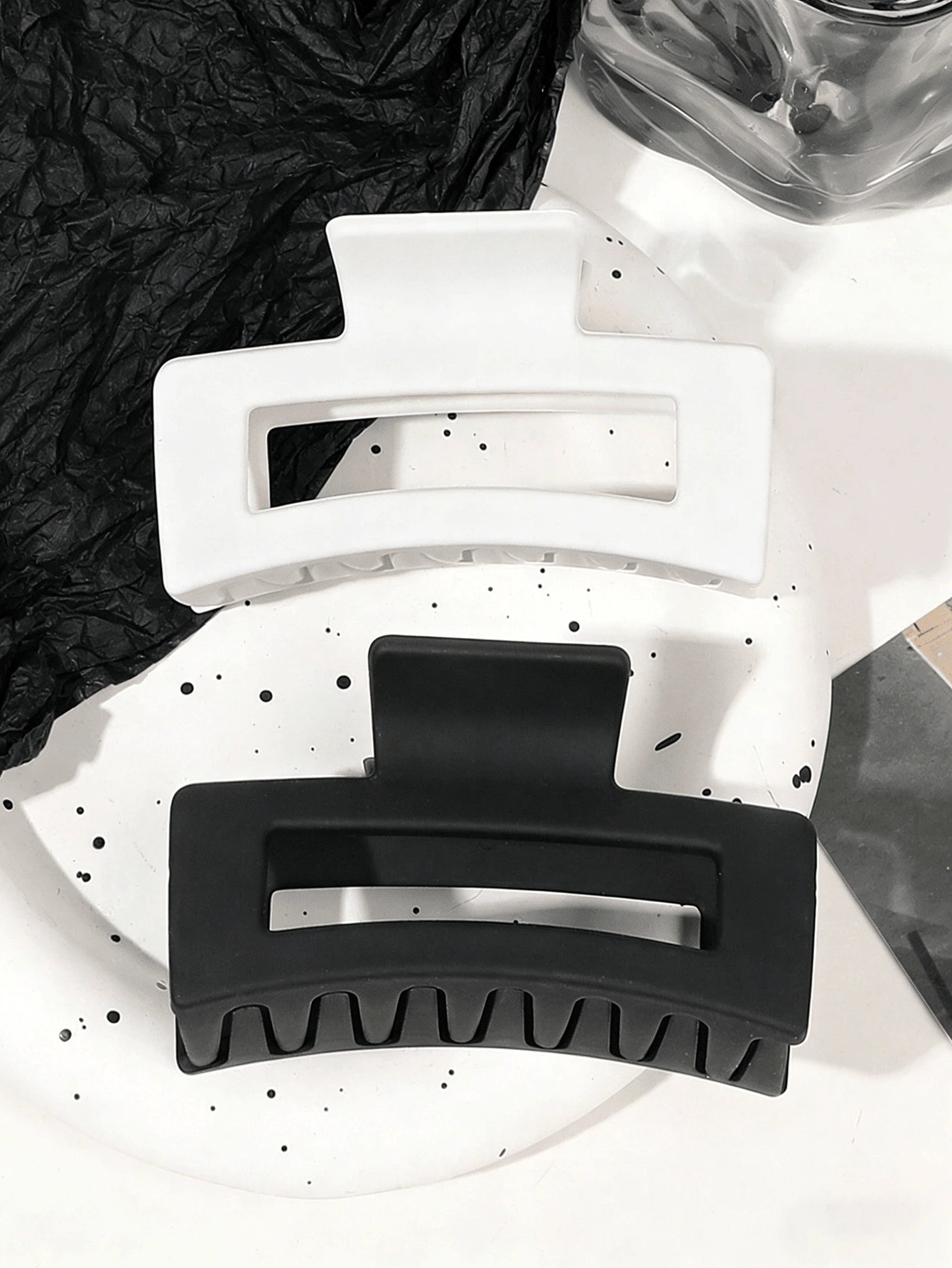 2 Peças Presilhas de Cabelo Quadradas para Mulheres, Presilhas de Mandíbula Retangulares Mates para Cabelos Grossos, Acessórios de Cabelo Resistentes e Antiderrapantes para Meninas, Praia de Verão, Festivais, Festas - Multicolorido - Visão 1