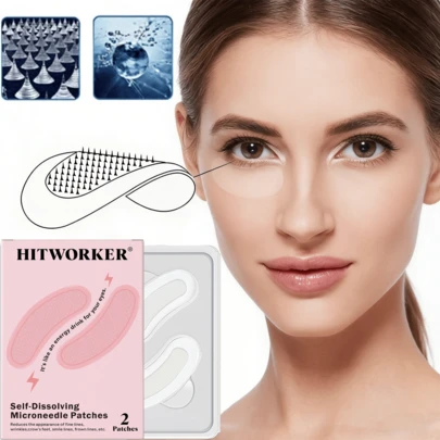Hyaluronic Acid Microneedle Eye Mask, Hypoallergenic Eye Patch, Suitable For All Skin Types, Deep Moisturizing, Firming And Brightening Beige Color, Microneedle Patch