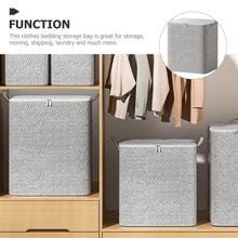 1pc Large Capacity Gray Zipper Storage Bag, Upgraded Clothes Organizer Bag, Toy Storage Bag, Moving Packing Bag, Classic Miscellaneous Storage Bag, Fishbone Pattern Storage Bag, Dual-Way Metal Zipper, Sturdy Handle, Soft Fabric, Precise Zipper, Suitable For Home Miscellaneous Storage, Clothing Organization - Grey - View 6