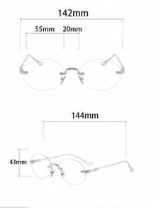 1pc Minimalist Rimless Metal Non-Prescription Glasses Glasses, Casual Daily Wear - 銀色 - 查看 6
