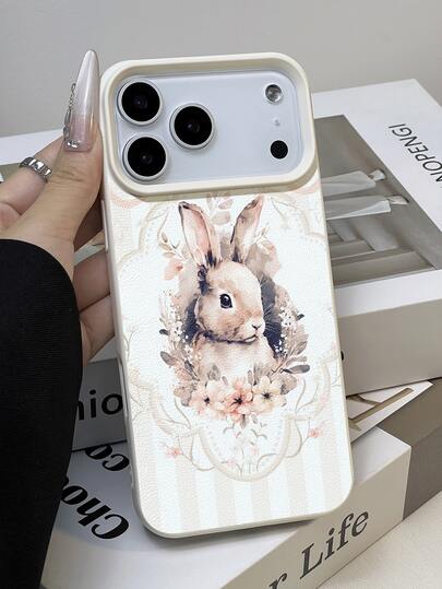 1 unidade de capa protetora para celular com estampa fofa de coelho e flor em aquarela, textura macia, ideal para aniversários e presentes de Natal, compatível com Apple/Phones.
