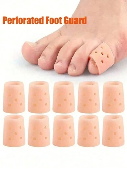 Breathable Perforated Toe Caps, Silicone Toe Sleeves (2/4/6/10/20 Pack), New Material, Anti-Callus (For Pinky Toes), Silicone Toe Caps (For Overlapping Big Toes), Protectors, Toe Separators, Gifts For Parents, Protective Sleeves, Perfect For Running, Hiking, Skating, And Dancing - Soft And Stretchy, Hand Washable, Finger Sleeve Design