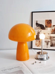 Lampu Meja Kaca Bergaya Retro Bauhaus Bentuk Jamur, Kap Lampu Kaca Tiup Tangan dengan Alas Logam, Lampu Malam Samping Tempat Tidur LED Beroperasi dengan USB, 3 Mode Warna dengan Saklar Tombol Peredup, Lampu Meja Dekorasi Rumah Estetis untuk Kamar Tidur, Ruang Tamu & Apartemen - Satu-Ukuran - View 12