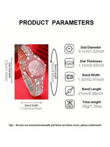 3pcs/Set Fashionable Round Design Versatile Luxury Women's Watch Set, Elegant Business Style - Pink - View 3