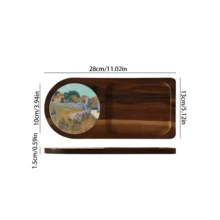 1 pieza Bandeja de fotografía creativa de postres, plato individual para merienda de té de la tarde, bandeja de exhibición de pan de madera de acacia - Marrón - Ver 8