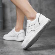 Tenis para hombre y zapatos para hombre estilo casual de moda urbana, tenis de hombre en oferta con plataforma y suela gruesa de EVA, calzado deportivo fabricado en PU transpirable con cordones, zapatos cómodos con suela de goma antideslizante y amortiguación, sneakers ligeros de estilo elegante y versátil para caballero, calzado resistente para diario con diseño de punta redonda, calzado de  minimalista con forro suave y alta transpiración para caminar con total comodidad. - Gris - Ver 4