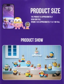 Minion Bedtime Story Series Blind Box, Home Office Car Decoration, Minion Cute Q-Version Cartoon Figure Toy Blind Box Collection, Fun Minion Small Statue Model Toy, Theme Party Decoration Ornament, Birthday, Christmas Surprise Unboxing Gift - Multicolor - View 5