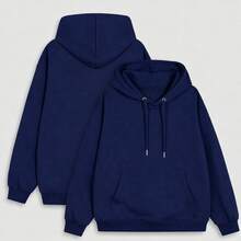 Men's Plain Oversized Kangaroo Hoodie With Hood And Front Pocket | Casual Streetwear Comfortable Winter Loose Fit Drawstring Pocket - 藏蓝色 - 查看 10
