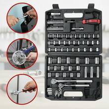 Professional 107-Piece Steel Socket Set With Case + 1/4", 3/8", And 1/2" Ratchets + Bits And Allen Wrenches - A - View 1