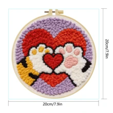 DIY 初學者刺繡套件，包含刺繡針、線材、說明書、繡框與預印布料，貓爪設計，創意手工牆飾與禮品，2D 印刷刺繡套件，20x20cm/7.87x7.87in - 20X20cm - 查看 8