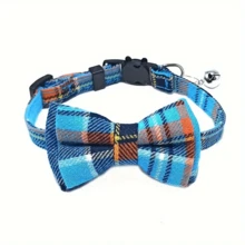 1pc Stylish Plaid Bow-Tie Cat Collar - Adjustable & Comfortable Fit, Durable Fashion Accessory For Your Feline - Multicolor - View 9