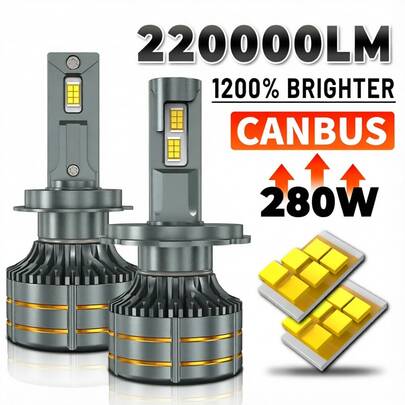 HYNBYZJ 2 Stück H4 H7 LED Scheinwerfer Canbus ohne Fehler H1 H3 H11 HB3 9005 HB4 9006 9012 Hir2 9007 HB5 H13 LED Lampen 7535 CSP 6000K Set 12V Turbo Nebelscheinwerfer