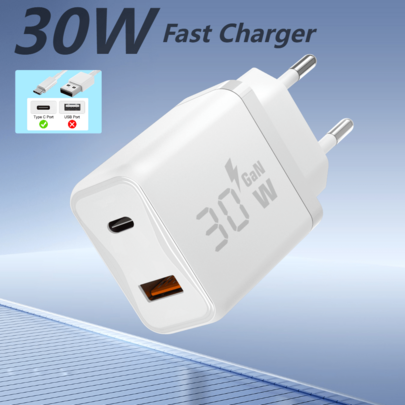30W Fast USB C Charger,GaN Compact Type-C Charger,Compatible With Sumsung Galaxy S25, S24+, S24 Ultra, S23+, S23 Ultra, S22, Note20, A54, A53, Z Fold5, Fold4,For IPhone16 15 14, USB C Mains Adapter Charger