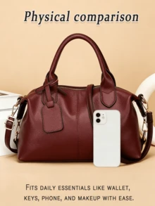 Women's PU Leather Handbag Crossbody Bag Large Briefcase Stylish Design Suitable For Parties Storage Travel And Commuting Versatile Colour Handheld Tote Bag Women's Shoulder Bag Wide Range Of Uses Daily Life Travel  Holidays Ideal Gift For Birthdays And Festivals Womens PU Leather Handbags Crossbody Purse Large Satchel Tote Bag Ladies Shoulder Bag.Family Gathering Tote - 彩色 - 查看 5