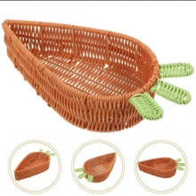 1pc Carrot Shaped Mini Storage Box, Easter Party Decor, Handwoven Plastic Rattan Basket, Easter Egg Gift Storage, Decorative Creative Basket, Suitable For Easter, Valentine's Day, Home Decor, Ornament, Creative New Year Gift - Multicolor - View 4