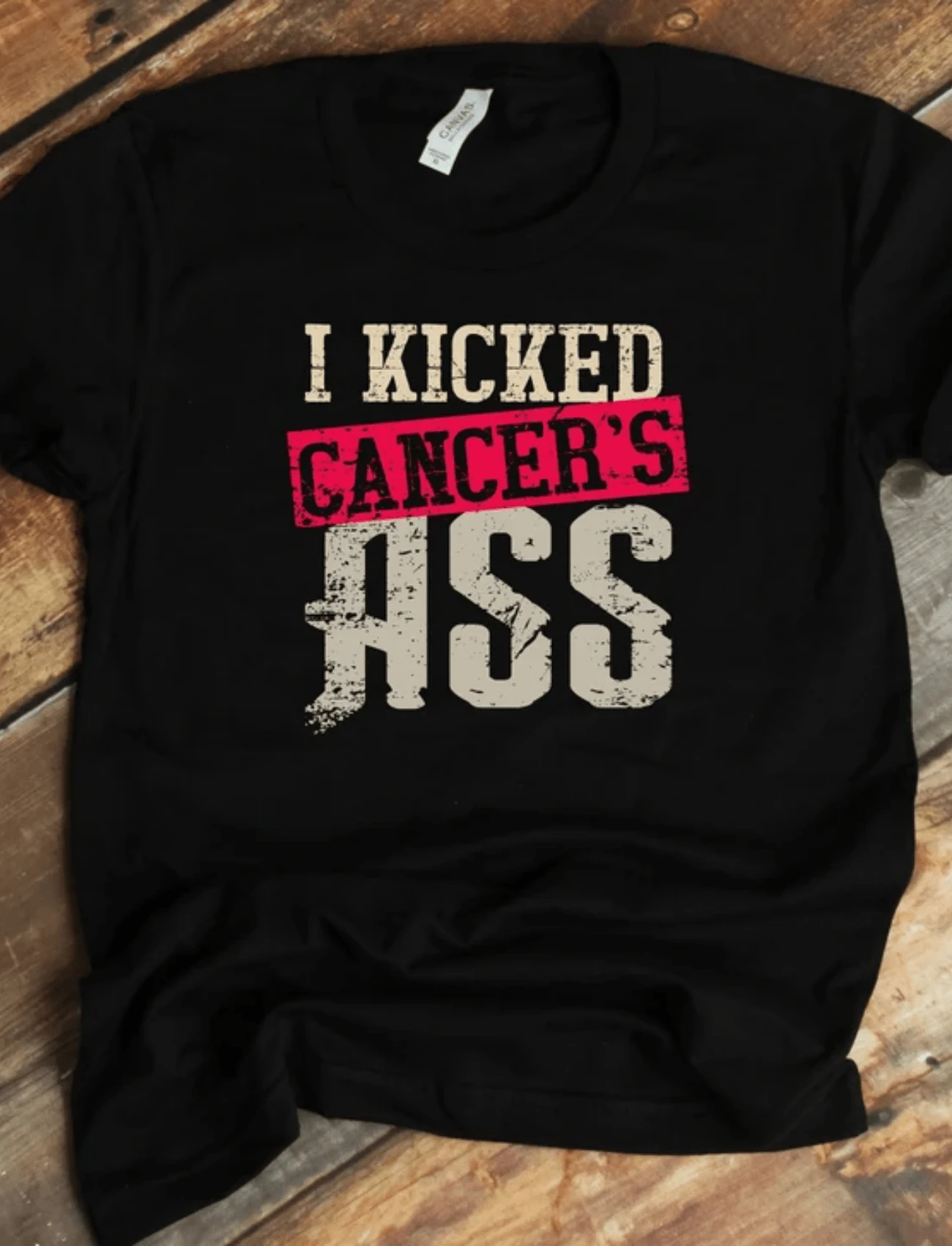 I Kicked Cancer's  T-Shirt - Beat Breast Cancer Survivor Warrior - màu đen - Xem 1