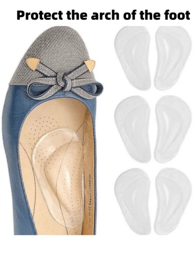 1-5 Pairs Self-Adhesive Silicone Forefoot Pads, Arch Support Half Insoles, Non-Slip Cushions For Men And Women, Wear-Resistant Foot Protection Pads, Half Size Insoles, Forefoot Pressure Relief, Comfortable, Non-Fatiguing