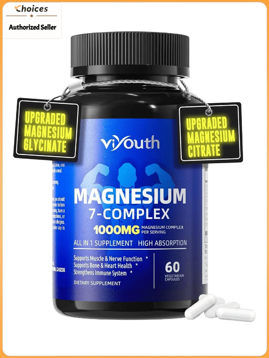Magnesium Complex Capsules – 7 Magnesium Types With Zinc, Vitamin D3 & B6 | Mineral Supplement For Daily Wellness Support | 60 Capsules - 1 chai - Xem 1