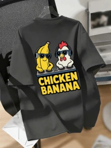 Tween Boy Casual Funny Print Crew Neck Short Sleeve T-Shirt, Summer Top - Dark Grey - View 4