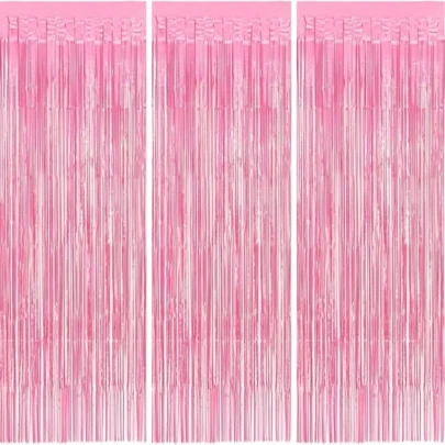 3pcs 100*200cm Black Tassel Ribbon, Party Decor Curtain, Shiny Metallic Design, Suitable For Photography Studio Props, Birthday Party, Bridal Shower, Wedding, Any Holiday Decoration, Christmas, Backdrop, Party Decor, Event Decoration, Photo Booth Props, Decorative Ribbon, Durable Tassel, Lightweight Fabric, Event Decor, Backdrop, Bridal Shower, Mother's Day, Graduation Background Decor