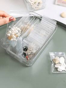 100-Piece Set Of High-Quality Reusable Self-Sealing Bags: Transparent PVC Jewelry Storage Pouches. These Resealable, Anti-Oxidation Bags Are Ideal For Organizing And Preserving Souvenirs, Collectibles, And Various Types Of Jewelry-Including Earrings, Rings, And Necklaces. An Essential Accessory For Jewelry Storage And Maintenance, They Also Serve As The Perfect Containers For Organizing Your Jewelry While Traveling. - Multicolor - View 7