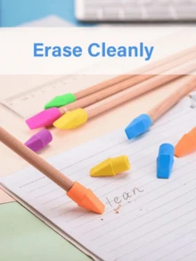 5/10pcs Colorful Pencil Erasers, Pencil Top Eraser Caps, School Supplies, Suitable For Teachers, Back To School Season (Random Colors) - A - View 6