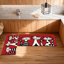 1/2/3pcs Soft & Cute Cat Pattern Rugs, Suitable For Kitchen, Entrance, Bedroom, Living Room, Bathroom, Foyer, Balcony, Etc. Wear-Resistant, Anti-Slip, Easy To Clean, High-End Quality. Thickened, Wear-Resistant, Anti-Slip, Soft & Skin-Friendly Carpet - Multicolor - View 5