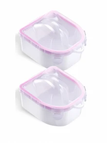 1pc Pink Double Layer Nail Soaking Bowl Soak Off Gel Polish Remover Manicure Bowl Manicure Tools,Nail Supplies,Nail Tools,Nail Art Tools,Back To School,Nails,Nail Tools For Press On Nails - Pink - View 1