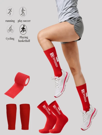 3pcs/Set Football Gear Set (Football Socks/Shin Guards/Shin Pads/Storage Bag/Accessories), Complete Equipment To Showcase Your Unique Strength On The Field