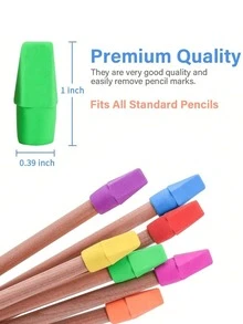 5/10pcs Colorful Pencil Erasers, Pencil Top Eraser Caps, School Supplies, Suitable For Teachers, Back To School Season (Random Colors) - A - View 2