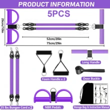 Foot Pedal Resistance Band, Adjustable Pedal Ankle Puller Resistance Band With Handle, Multifunction Home Gym Equipment, Stirrup Puller For Men Women For Full Body Exercise - Purple - View 3