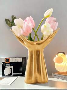 1pc Nordic Style Open Hands Shaped Vase, Creative Floral Decor, B&B Hotel Room Decoration - Multiple Styles - View 5