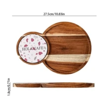 1 pieza Bandeja de fotografía creativa de postres, plato individual para merienda de té de la tarde, bandeja de exhibición de pan de madera de acacia - Marrón - Ver 6