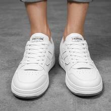 Tenis para hombre y zapatos para hombre estilo casual de moda urbana, tenis de hombre en oferta con plataforma y suela gruesa de EVA, calzado deportivo fabricado en PU transpirable con cordones, zapatos cómodos con suela de goma antideslizante y amortiguación, sneakers ligeros de estilo elegante y versátil para caballero, calzado resistente para diario con diseño de punta redonda, calzado de  minimalista con forro suave y alta transpiración para caminar con total comodidad. - Gris - Ver 3