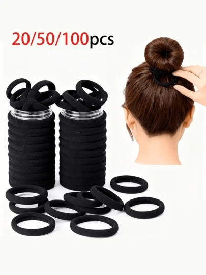 100 chiếc/gói Dây buộc tóc co giãn dày dặn, tối giản, thời trang, thích hợp để sử dụng hàng ngày và làm quà tặng. Có thể dùng làm phụ kiện tóc, dây buộc tóc đuôi ngựa, băng đô và băng đô thể thao. Thích hợp cho phụ nữ và bé gái, có thể giữ chắc tóc dài. Cũng thích hợp cho thanh thiếu niên. | Bộ sưu tập băng đô thời trang | Băng đô bền (Có các gói 100/50/20/1 chiếc)