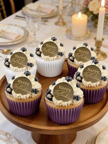 5 pezzi/10 pezzi Decorazioni per torta a forma di lettere moderne, Decorazioni per torta "Buon Compleanno", adatte per feste di compleanno, decorazioni per torte, decorazioni per la cottura, forniture per la cottura, regali per le vacanze - Dorato - Visualizzare 4