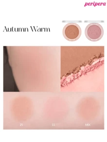 K-Beauty Peripera 單色粉末腮紅盤，霧面細緻不結塊粉末腮紅，持久妝效，全方位裸妝臉部美妝彩妝盤，韓系妝容，4.2g - #25 Maple Cream - 查看 4