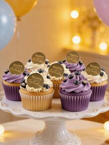 5 pezzi/10 pezzi Decorazioni per torta a forma di lettere moderne, Decorazioni per torta "Buon Compleanno", adatte per feste di compleanno, decorazioni per torte, decorazioni per la cottura, forniture per la cottura, regali per le vacanze - Dorato - Visualizzare 7