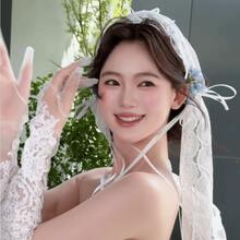 French Bride Lace Bow Long Headband Soft Tulle With Ribbon Bow Romantic Headgear Wedding Props - Multicolor - View 5