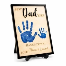 Best Dad Ever Handprint Frame, Father's Day DIY Handprint Kit, Personalized Dad Gift From Kids, Wooden Picture Frame For Father, Baby Handprint Footprint Keepsake, Dad Birthday Gift - Multicolor - View 8