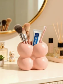 1 件装高端甜甜圈造型北欧风浴室梳妆台刷架，化妆刷收纳架，梳子架，粉刷收纳盒，高性价比多功能笔筒装饰设计，大容量，适用于办公室、家居装饰和储物空间。 - A - 查看 5