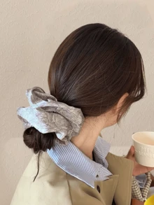 1 chiếc phụ kiện tóc hình ruột già sang trọng và tinh tế, họa tiết cổ điển, dây buộc tóc đuôi ngựa thấp, băng đô, vòng buộc tóc hình ruột già. - Nhiều màu - Xem 3