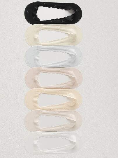 2/4/7双装女士超薄网眼透气隐形硅胶防滑不褪色船袜，柔软吸汗，多种颜色可选