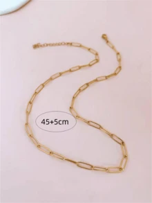 1 pieza Collar de cadena de acero inoxidable con tono dorado y diseño minimalista de hueso de serpiente para mujeres - Dorado - Ver 6